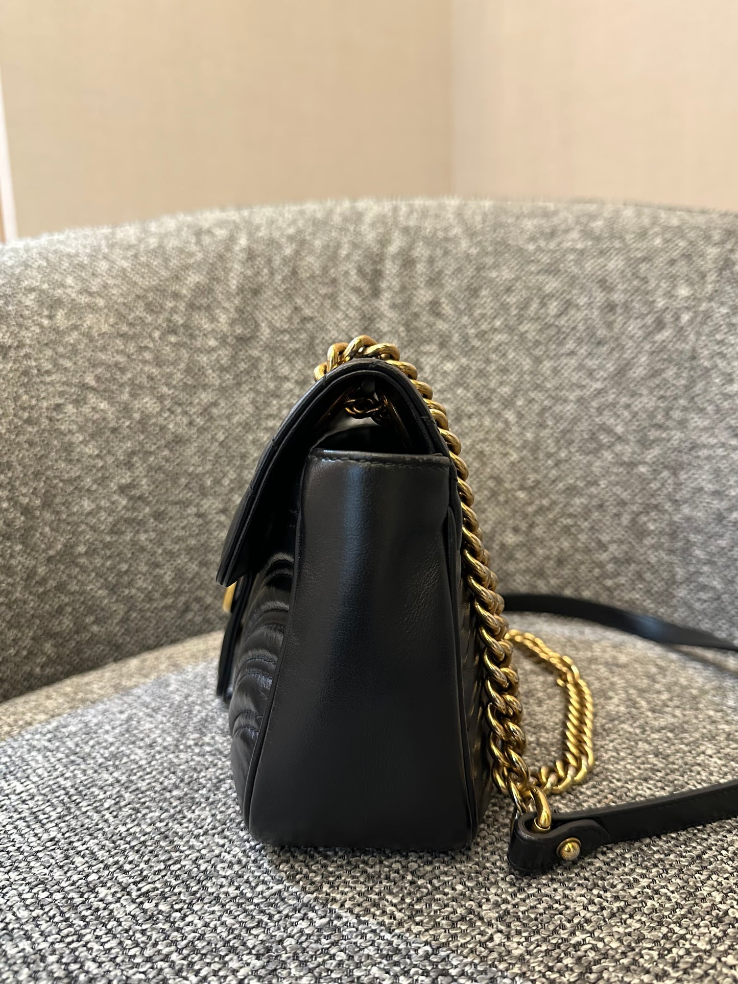 Gucci GG Marmont Mini Matelassé Shoulder Bag in Black Leather