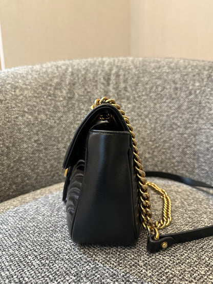 Gucci GG Marmont Mini Matelassé Shoulder Bag in Black Leather