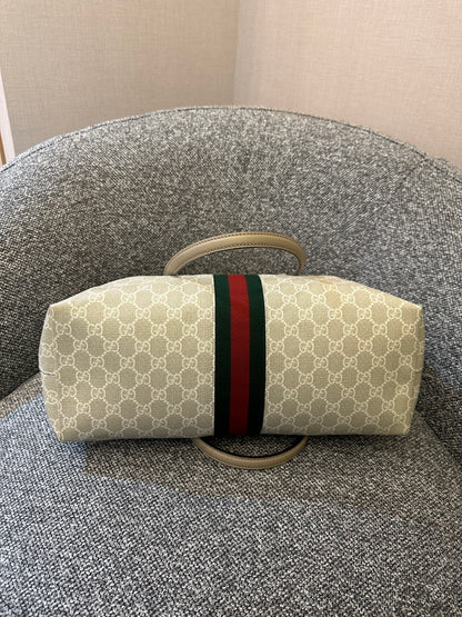 Gucci Ophidia GG Tote Bag in Beige and White Supreme Canvas
