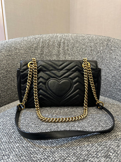Gucci GG Marmont Mini Matelassé Shoulder Bag in Black Leather