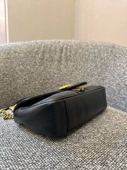 Gucci GG Marmont Mini Matelassé Shoulder Bag in Black Leather