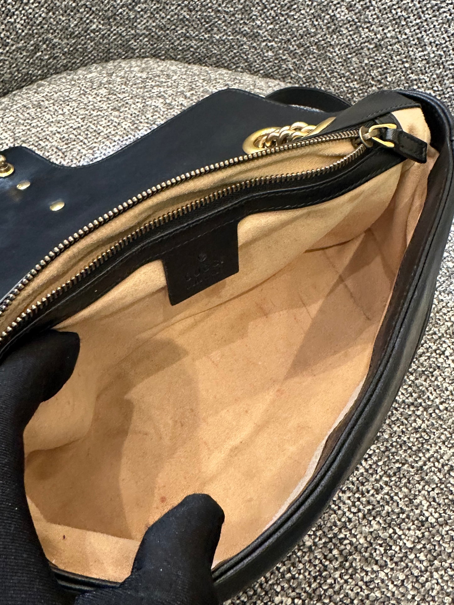 Gucci GG Marmont Mini Matelassé Shoulder Bag in Black Leather