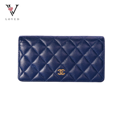 Bifold CC Quilted Wallet in Navy blue
