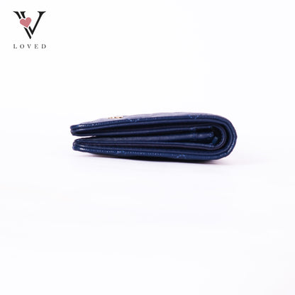 Bifold CC Quilted Wallet in Navy blue