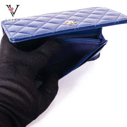 Bifold CC Quilted Wallet in Navy blue