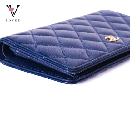Bifold CC Quilted Wallet in Navy blue