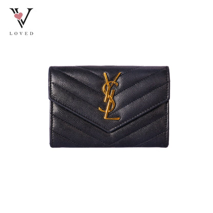Monogram Small Flap Wallet in Grained Leather