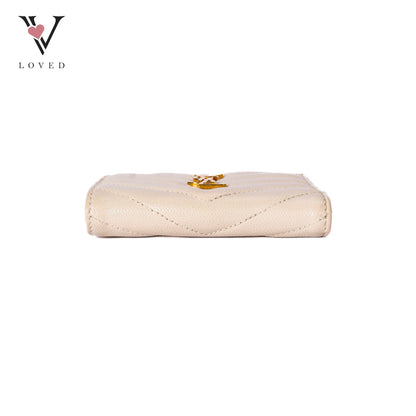 Cassandre White Caviar Leather Compact Wallet