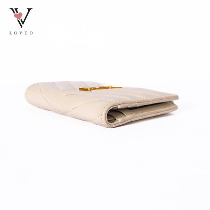 Cassandre White Caviar Leather Compact Wallet