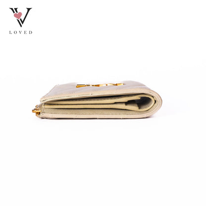 Cassandre White Caviar Leather Compact Wallet
