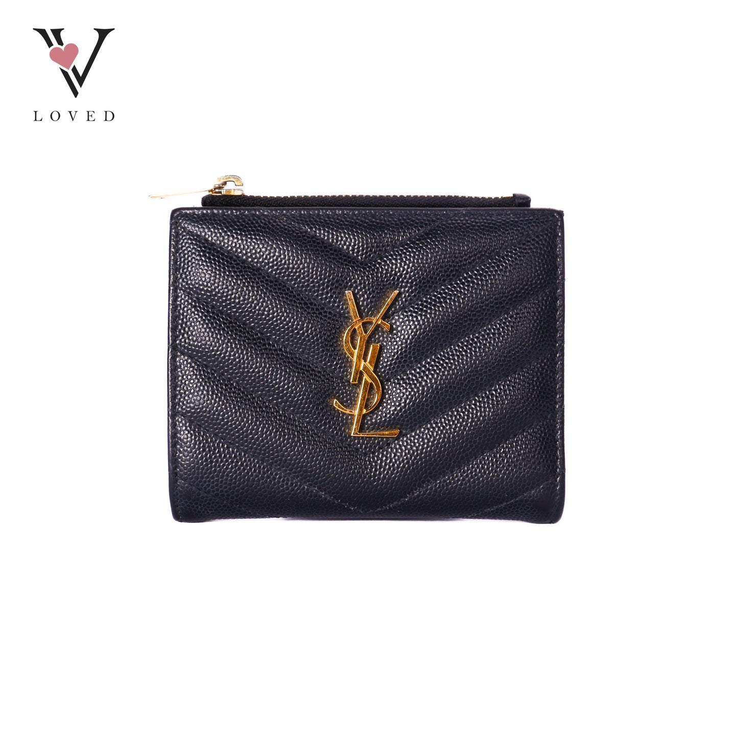 Grain De  Poudre Matelasse Chevron Monogram Zipped Card Case