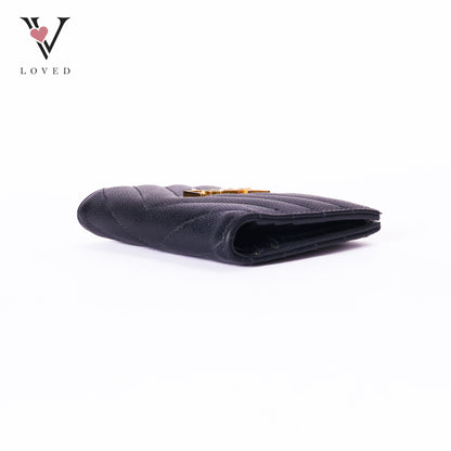 Grain De  Poudre Matelasse Chevron Monogram Zipped Card Case