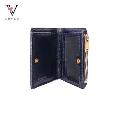 Grain De  Poudre Matelasse Chevron Monogram Zipped Card Case
