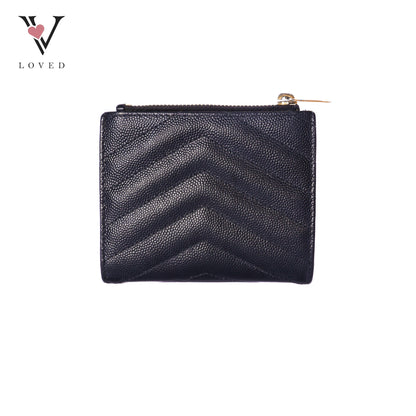 Grain De  Poudre Matelasse Chevron Monogram Zipped Card Case