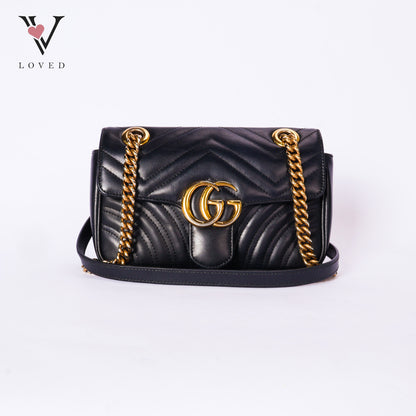 Marmont Mini Shoulder Bag in Black Leather