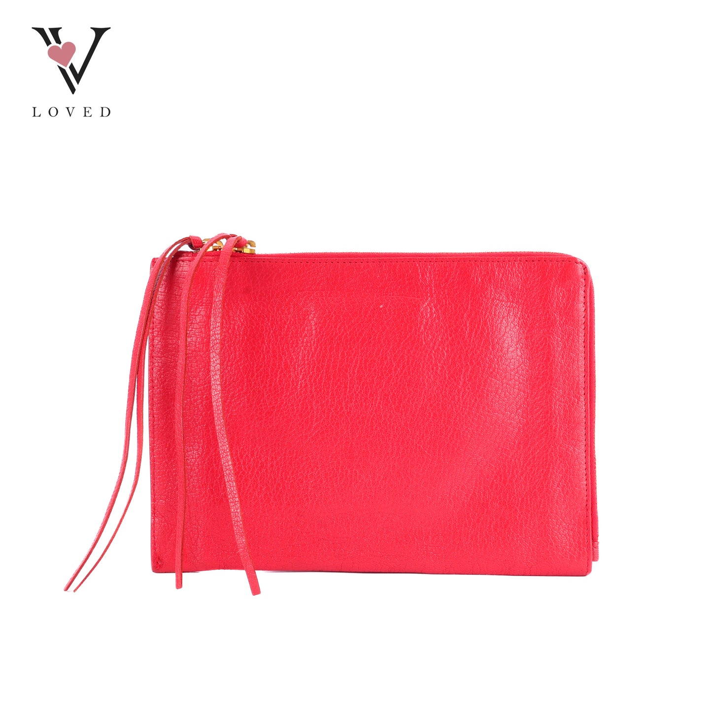 Balenciaga Metallic Edge Flat Clutch Bag In Red Grained Leather