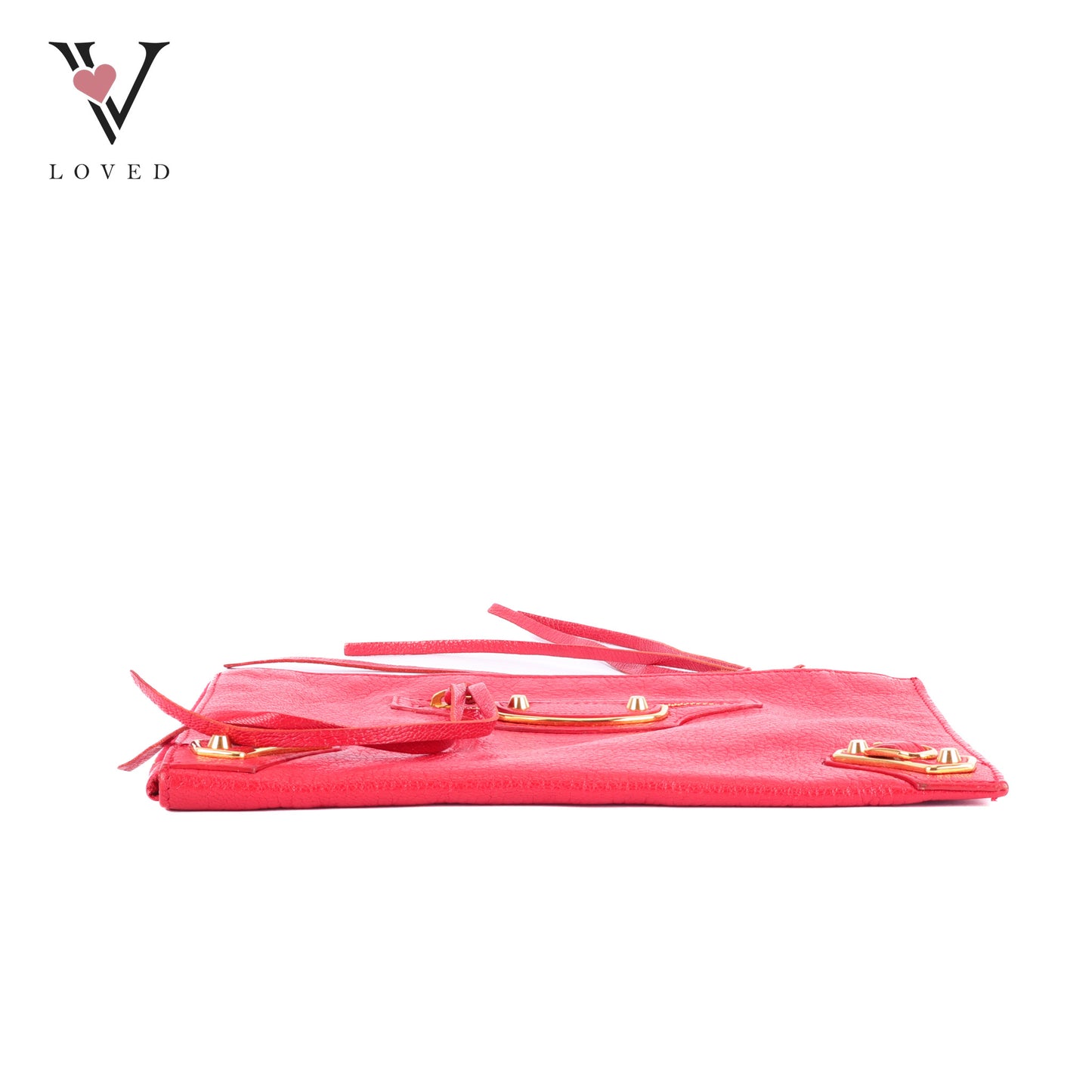 Balenciaga Metallic Edge Flat Clutch Bag In Red Grained Leather