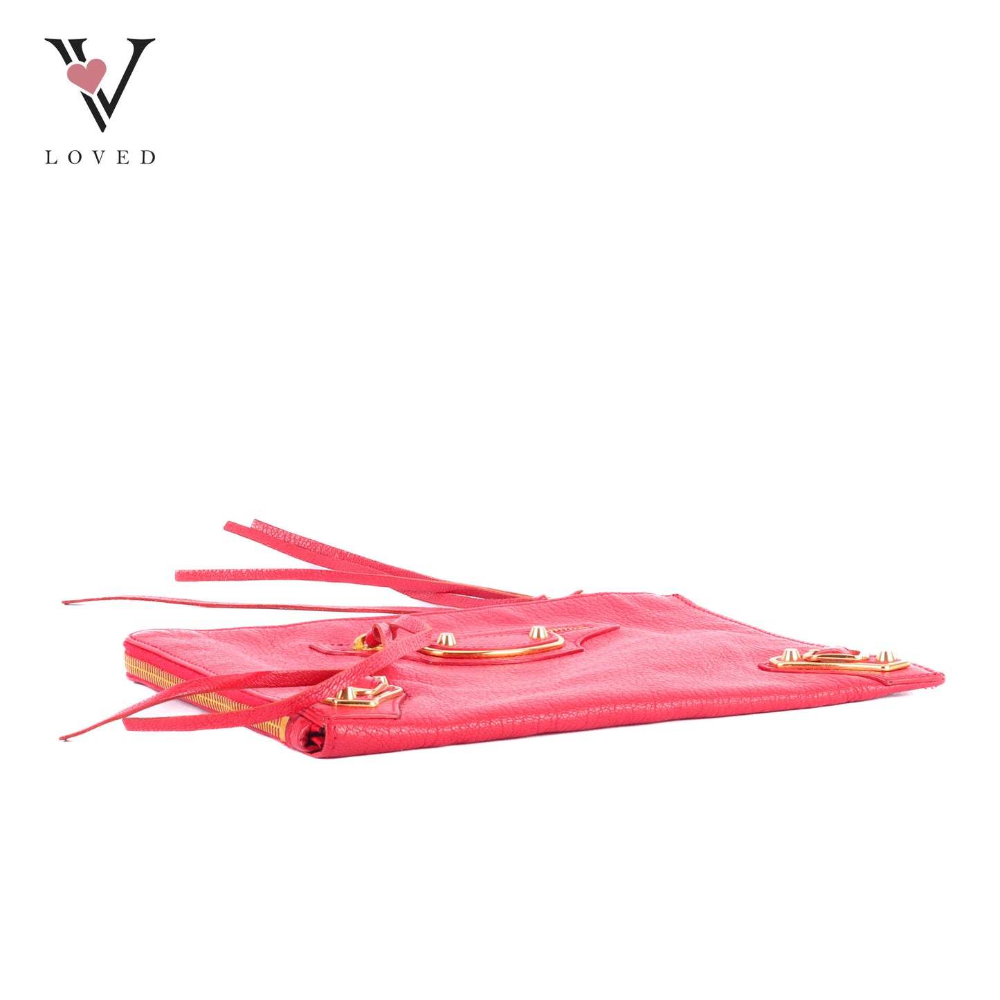 Balenciaga Metallic Edge Flat Clutch Bag In Red Grained Leather