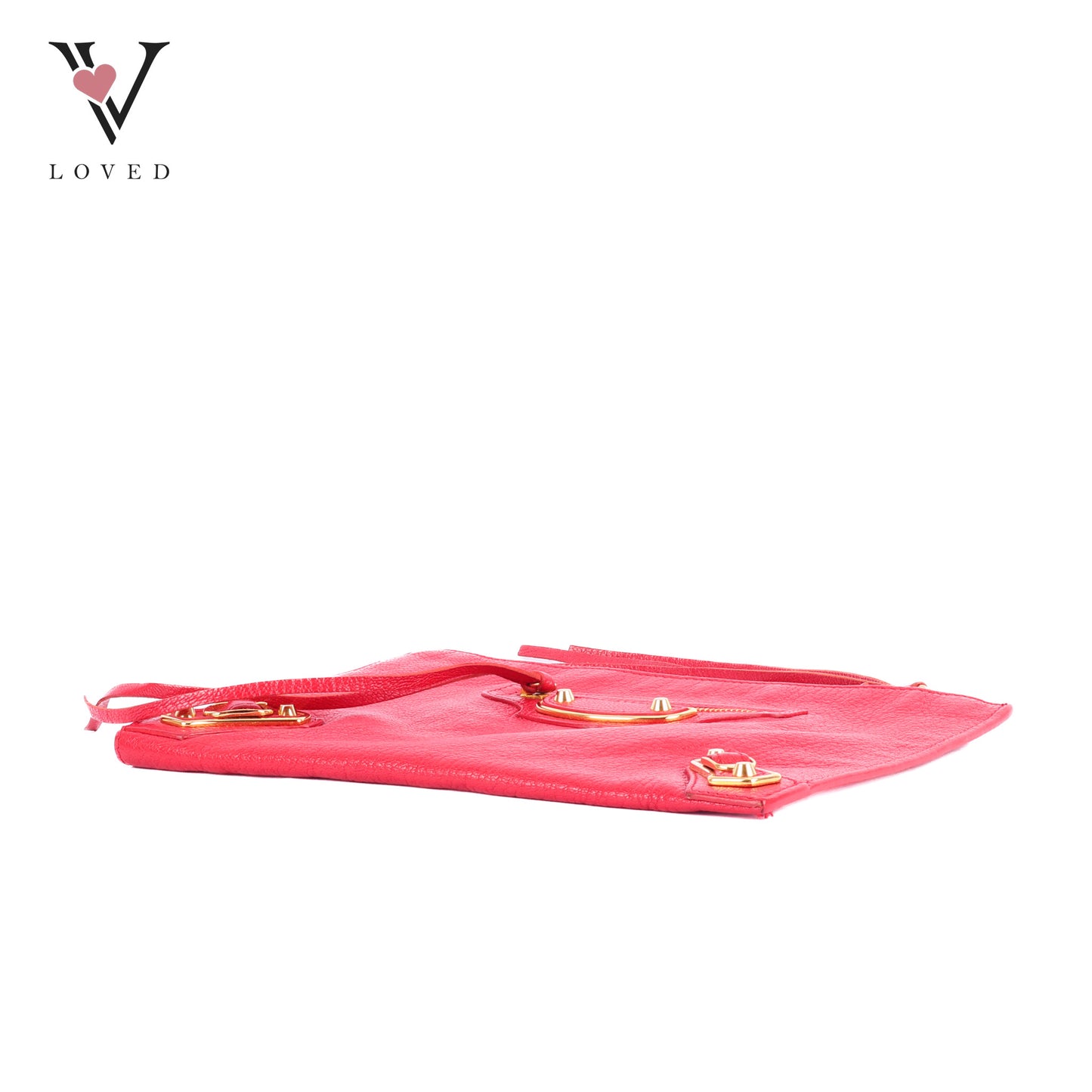 Balenciaga Metallic Edge Flat Clutch Bag In Red Grained Leather