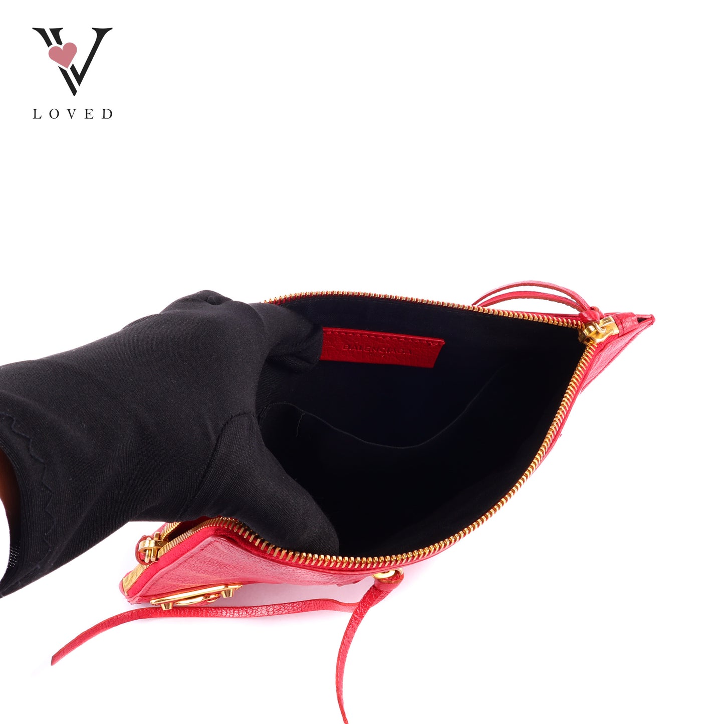 Balenciaga Metallic Edge Flat Clutch Bag In Red Grained Leather