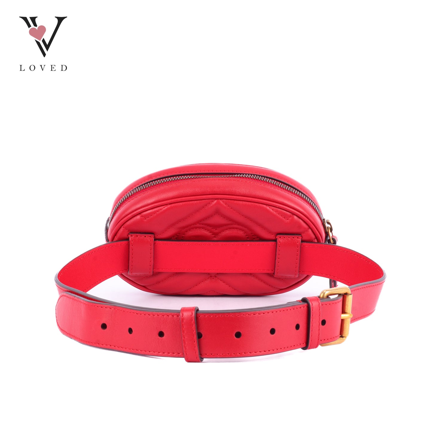 Gucci GG Marmont Matelasse In Red Leather Belt Bag