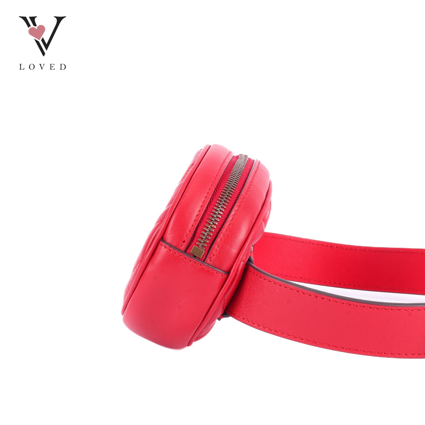 Gucci GG Marmont Matelasse In Red Leather Belt Bag