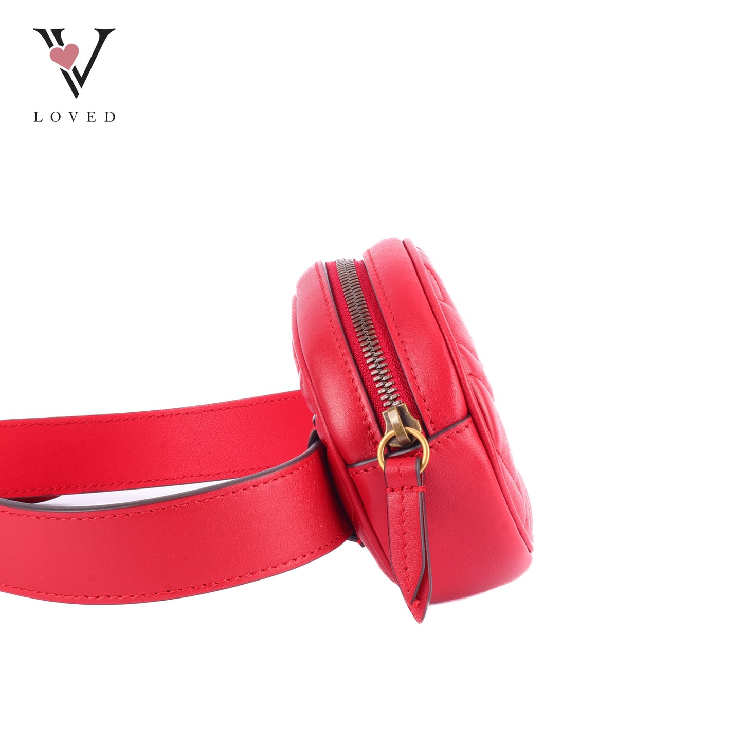 Gucci GG Marmont Matelasse In Red Leather Belt Bag