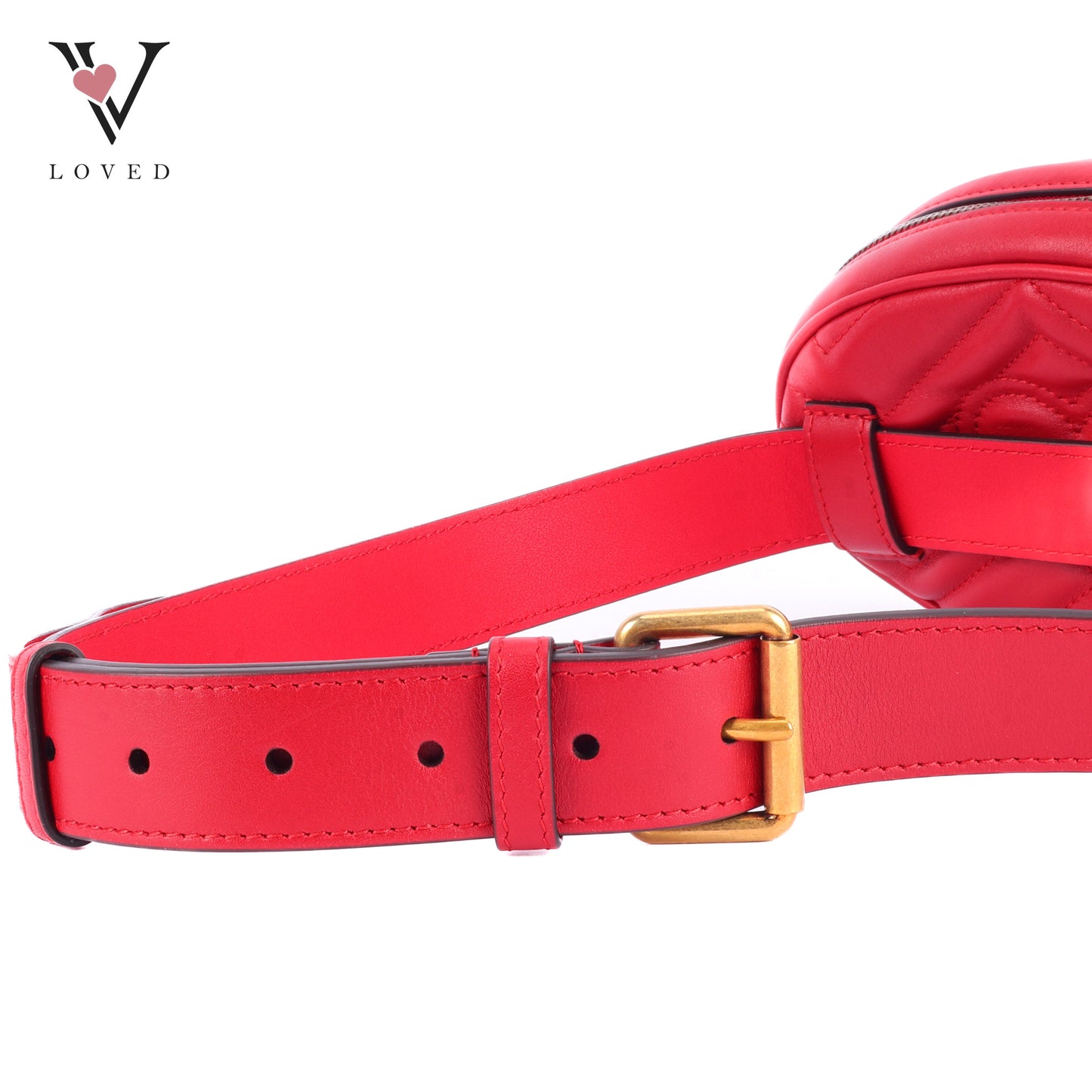 Gucci GG Marmont Matelasse In Red Leather Belt Bag