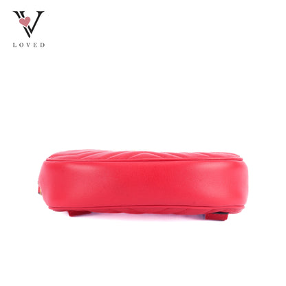 Gucci GG Marmont Matelasse In Red Leather Belt Bag