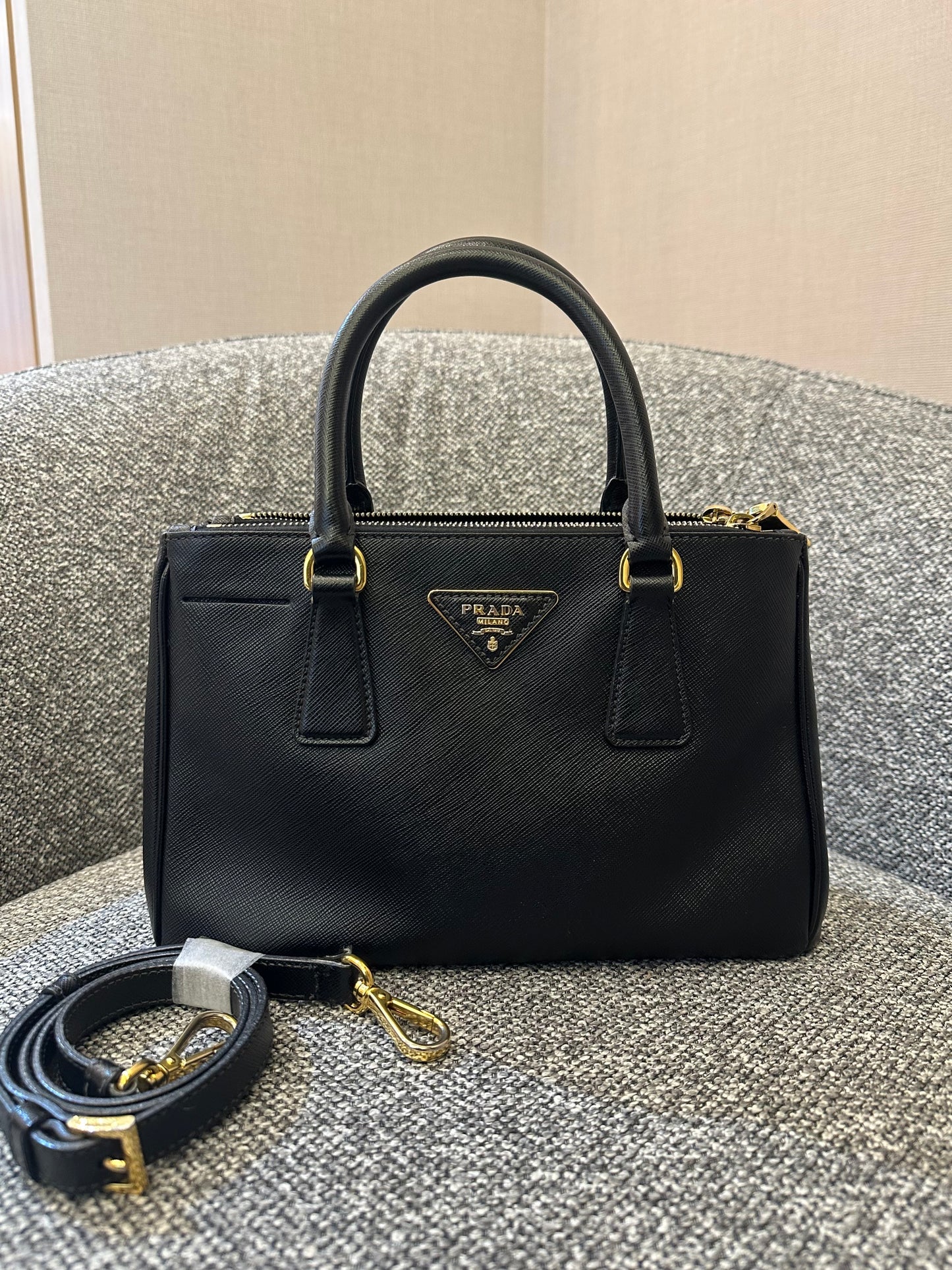 Prada Galleria Saffiano Leather Small Double-Zip Tote Bag