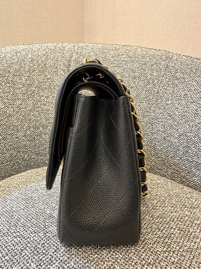Chanel Classic Double Flap Jumbo Bag in Black Caviar Leather (Series 26)