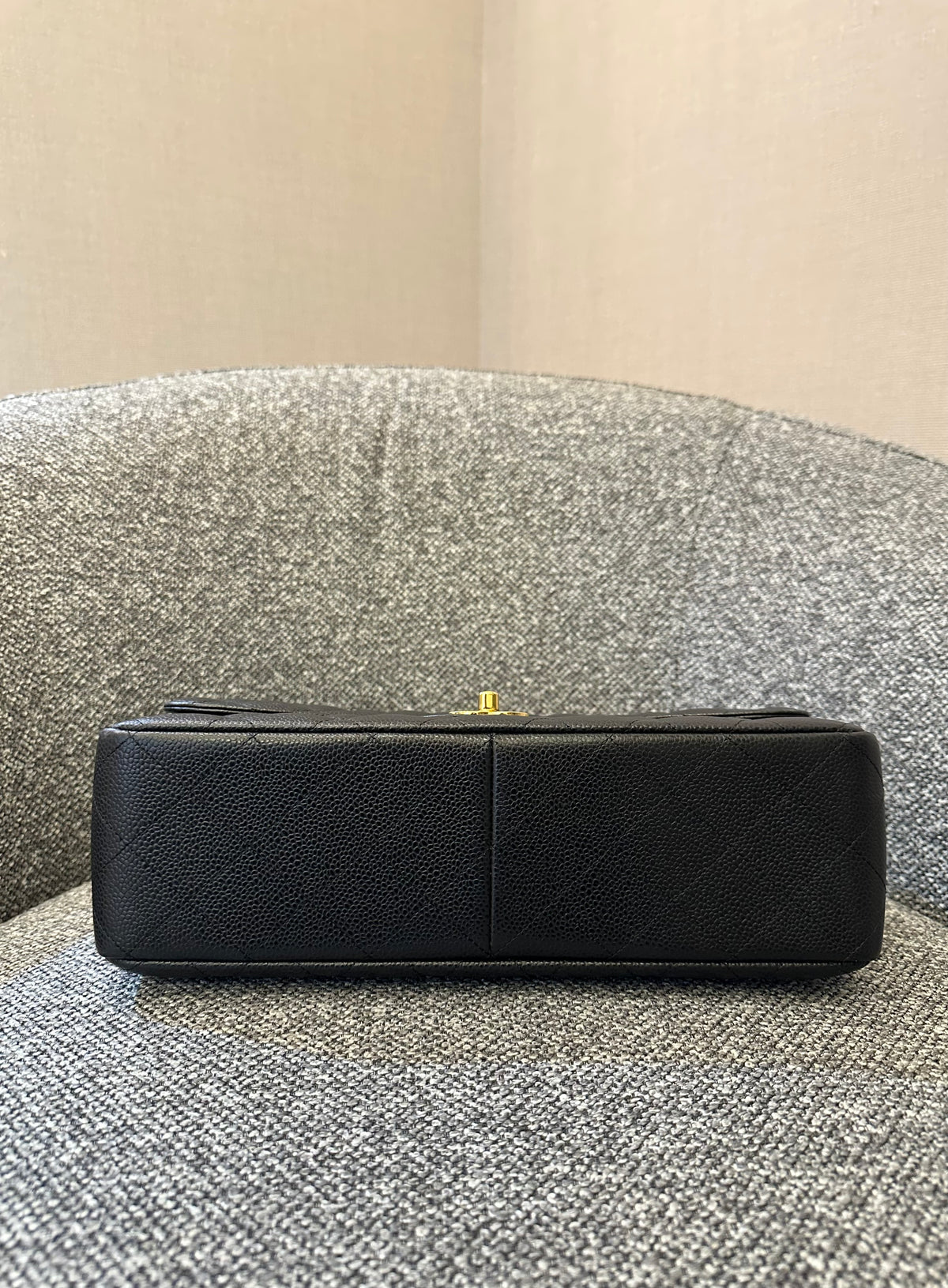 Chanel Classic Double Flap Jumbo Bag in Black Caviar Leather (Series 26)
