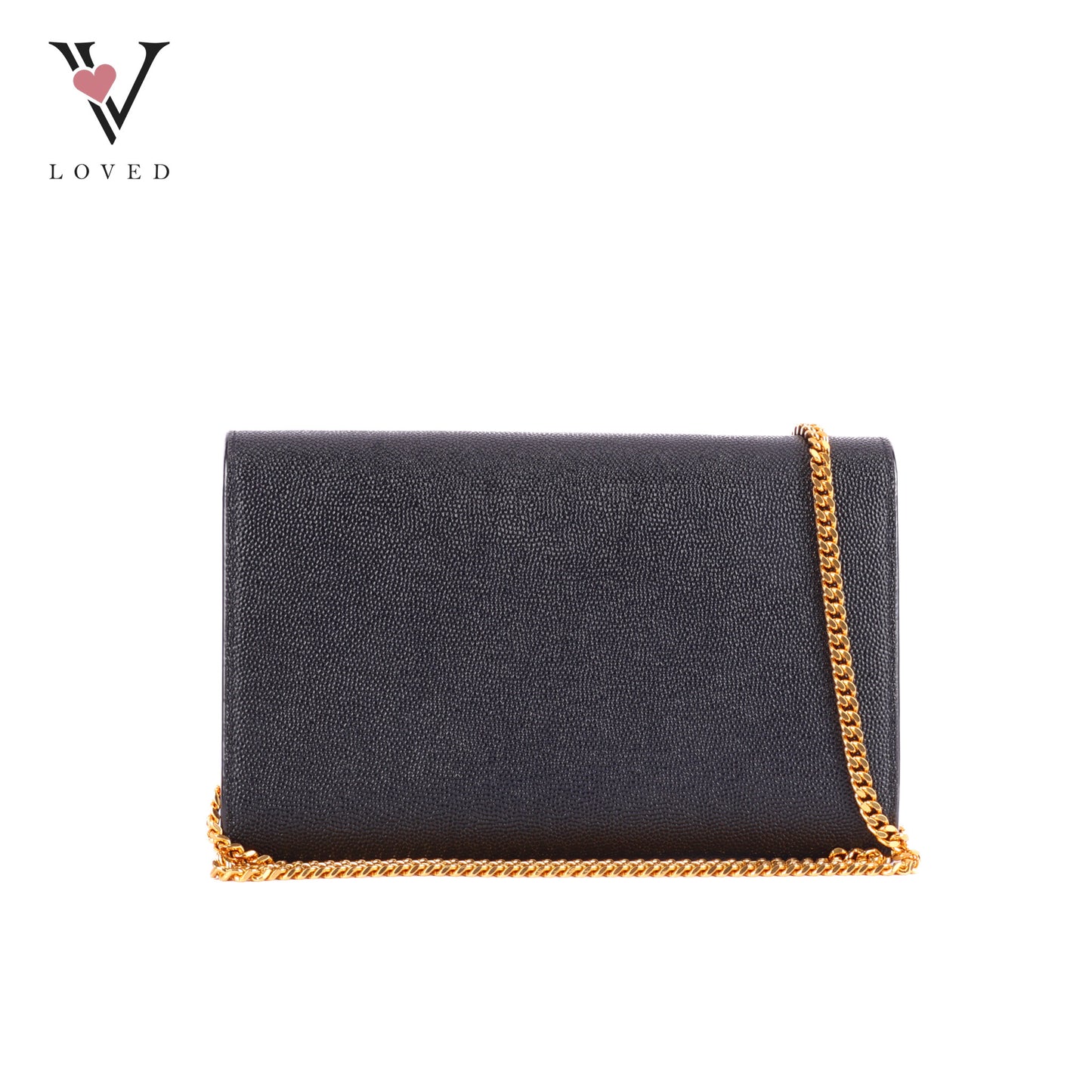 Yves Saint Laurent Uptown Chain Wallet In Grain De Poudre Embossed Leather