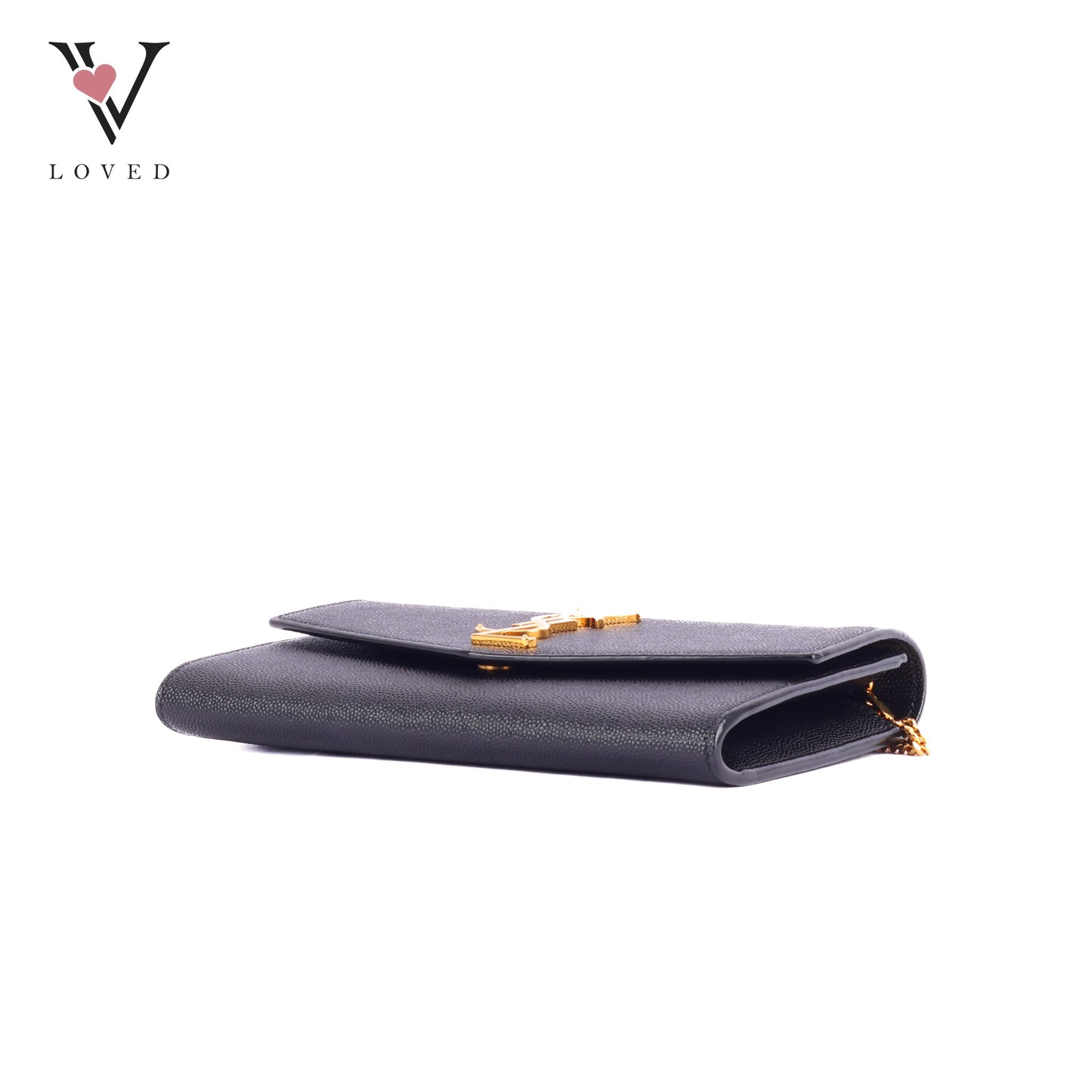 Yves Saint Laurent Uptown Chain Wallet In Grain De Poudre Embossed Leather