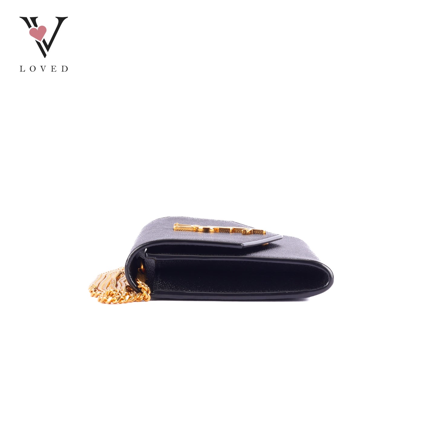 Yves Saint Laurent Uptown Chain Wallet In Grain De Poudre Embossed Leather