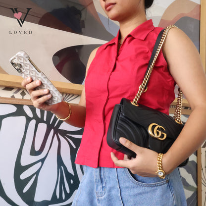 Marmont Mini Shoulder Bag in Black Leather