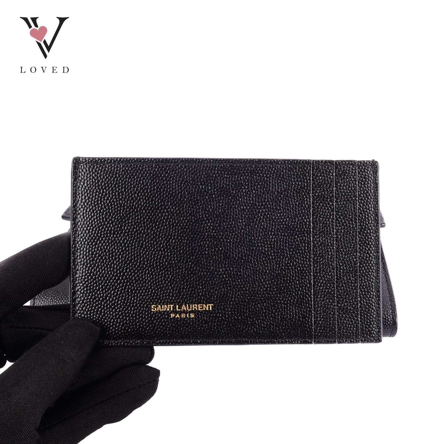 Yves Saint Laurent Uptown Chain Wallet In Grain De Poudre Embossed Leather