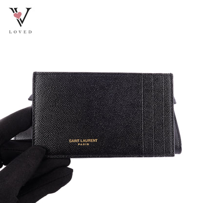Yves Saint Laurent Uptown Chain Wallet In Grain De Poudre Embossed Leather
