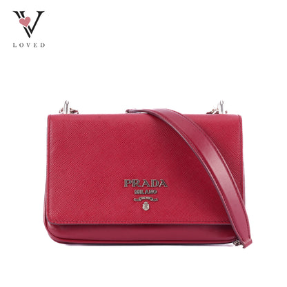 Prada Leather Crossbody Bag in Red
