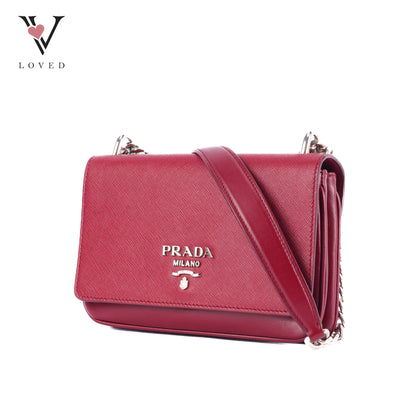 Prada Leather Crossbody Bag in Red