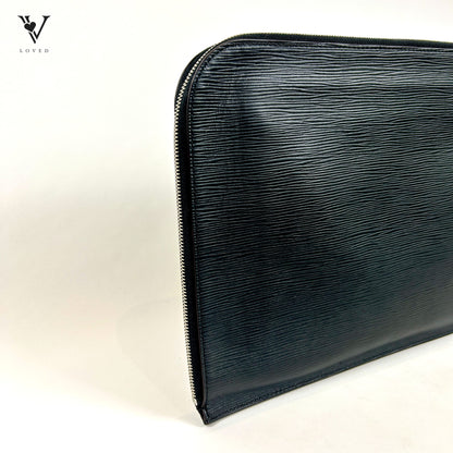 Louis Vuitton Poche Portfolio Black Epi Leather Document Clutch Bag