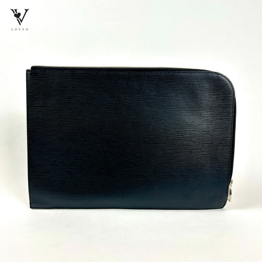 Louis Vuitton Poche Portfolio Black Epi Leather Document Clutch Bag
