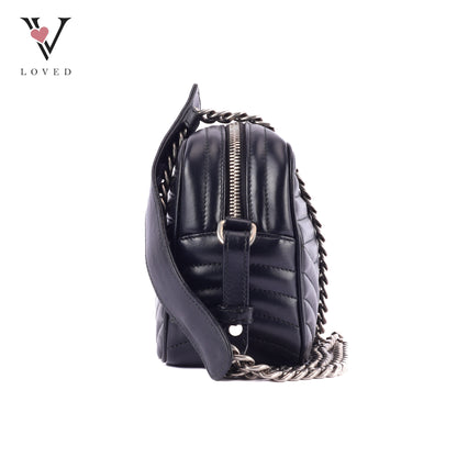 Prada Diagramme Crossbody Bag In Black Soft Calfskin Leather