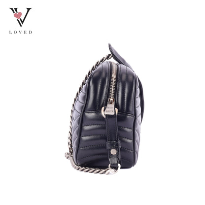 Prada Diagramme Crossbody Bag In Black Soft Calfskin Leather