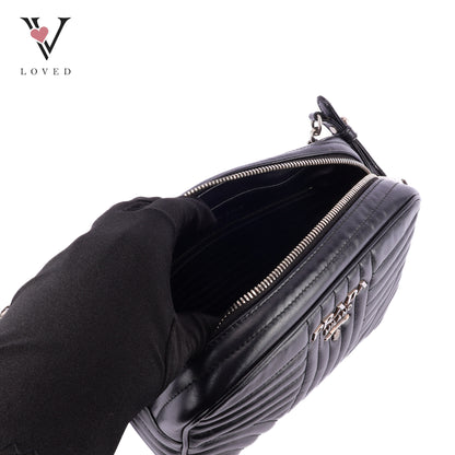 Prada Diagramme Crossbody Bag In Black Soft Calfskin Leather