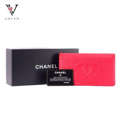 Chanel Bi-Fold Wallet In Red Leather
