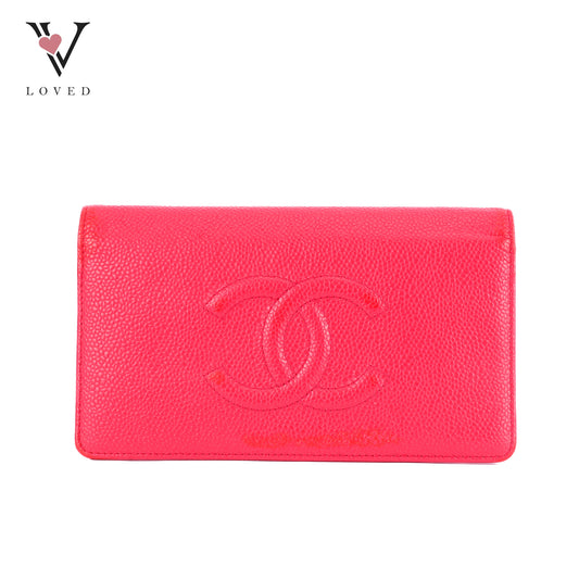 Chanel Bi-Fold Wallet In Red Leather