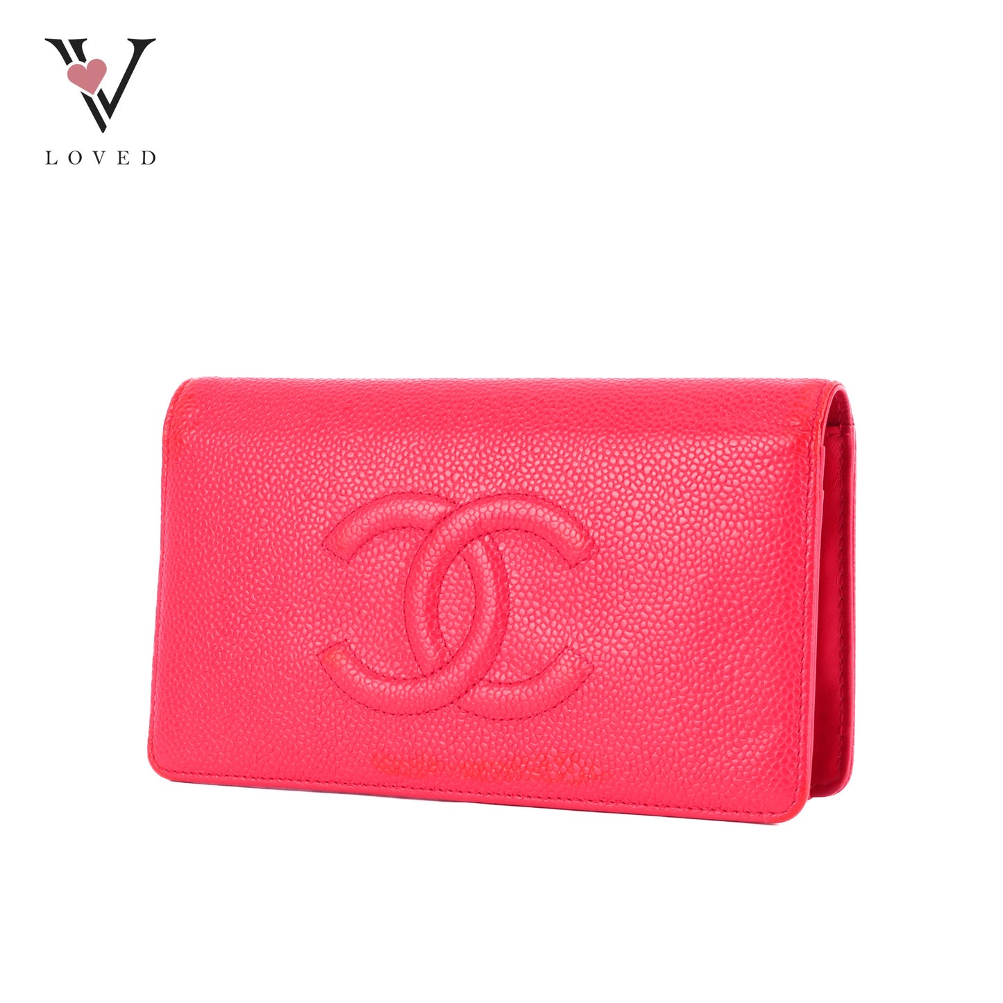 Chanel Bi-Fold Wallet In Red Leather