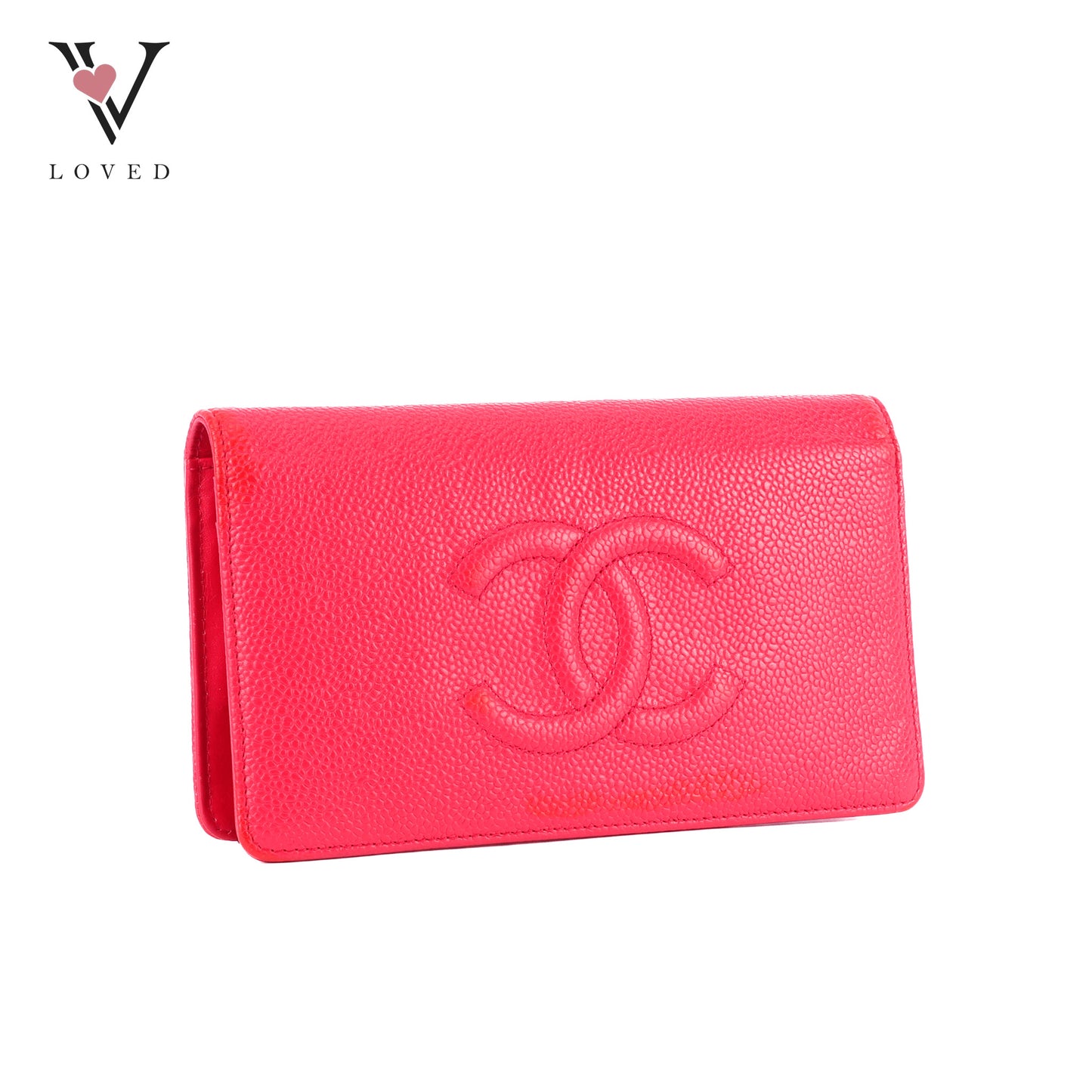 Chanel Bi-Fold Wallet In Red Leather