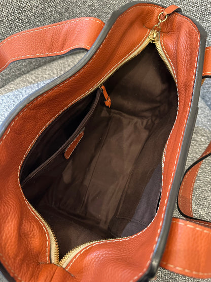 Loewe Anagram Shoulder Bag in Beige Canvas and Brown Leather Trim